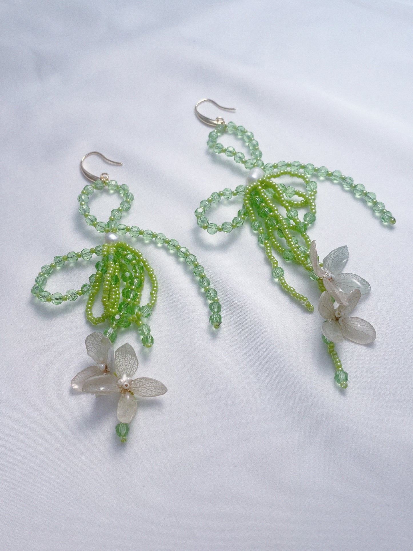 Crystal Hydrangeas Bow Earrings