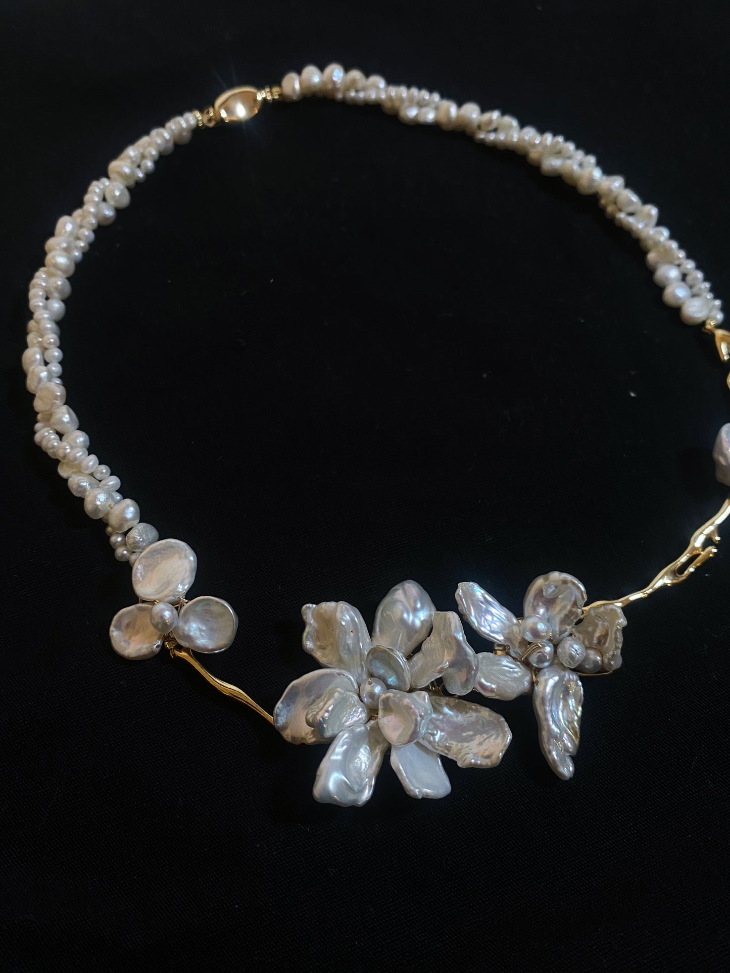 Blooming Keshi Pearl Flower Necklace №21