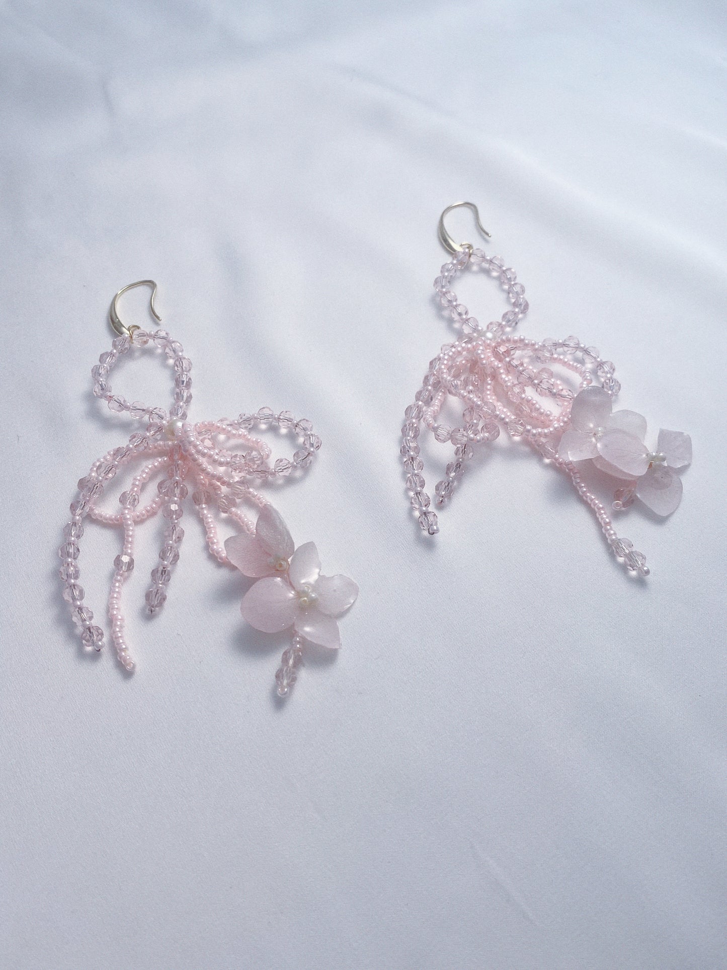 Crystal Hydrangeas Bow Earrings