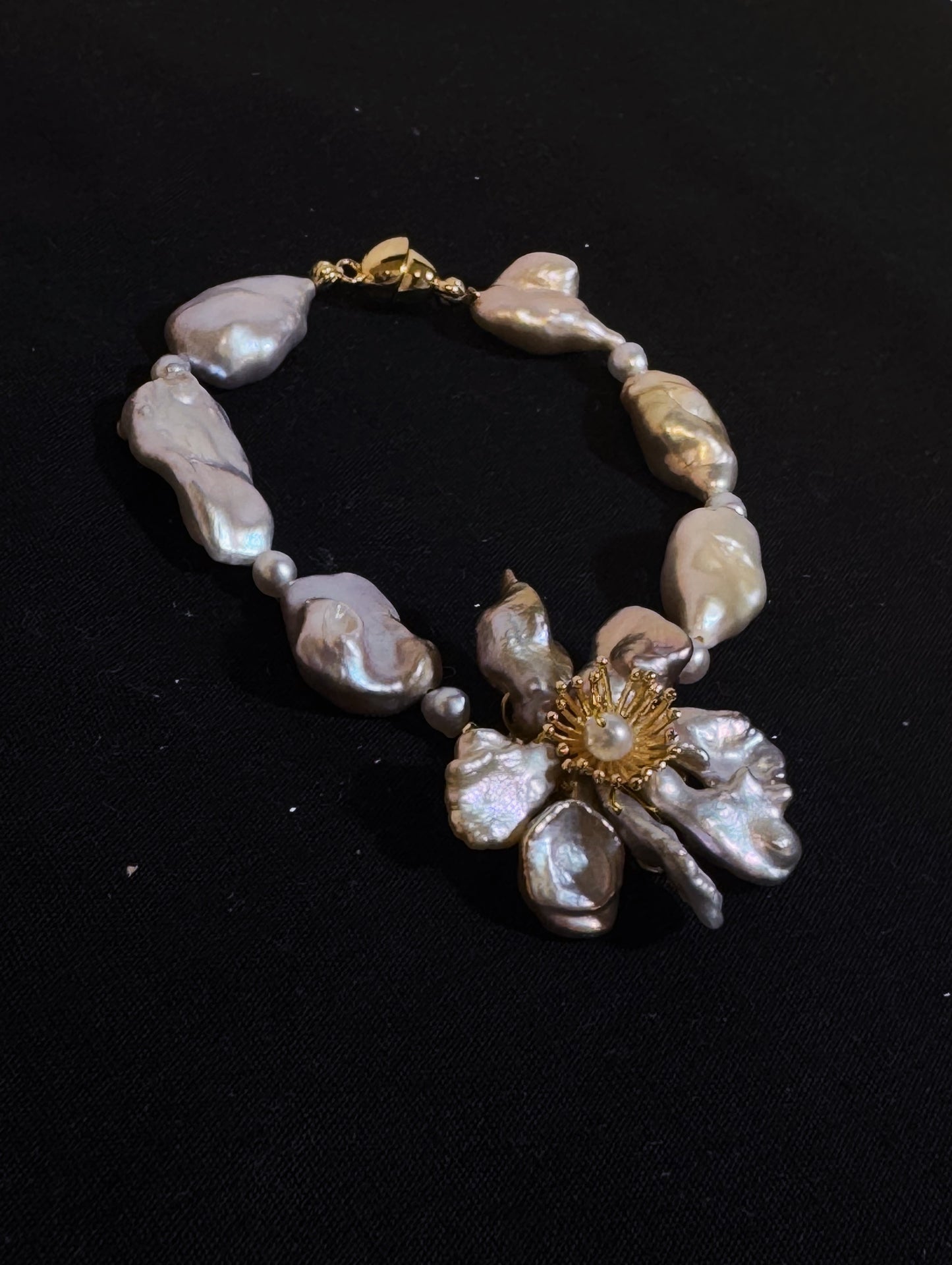 Lilac Baroque Keshi Pearl Flower Bracelet №18