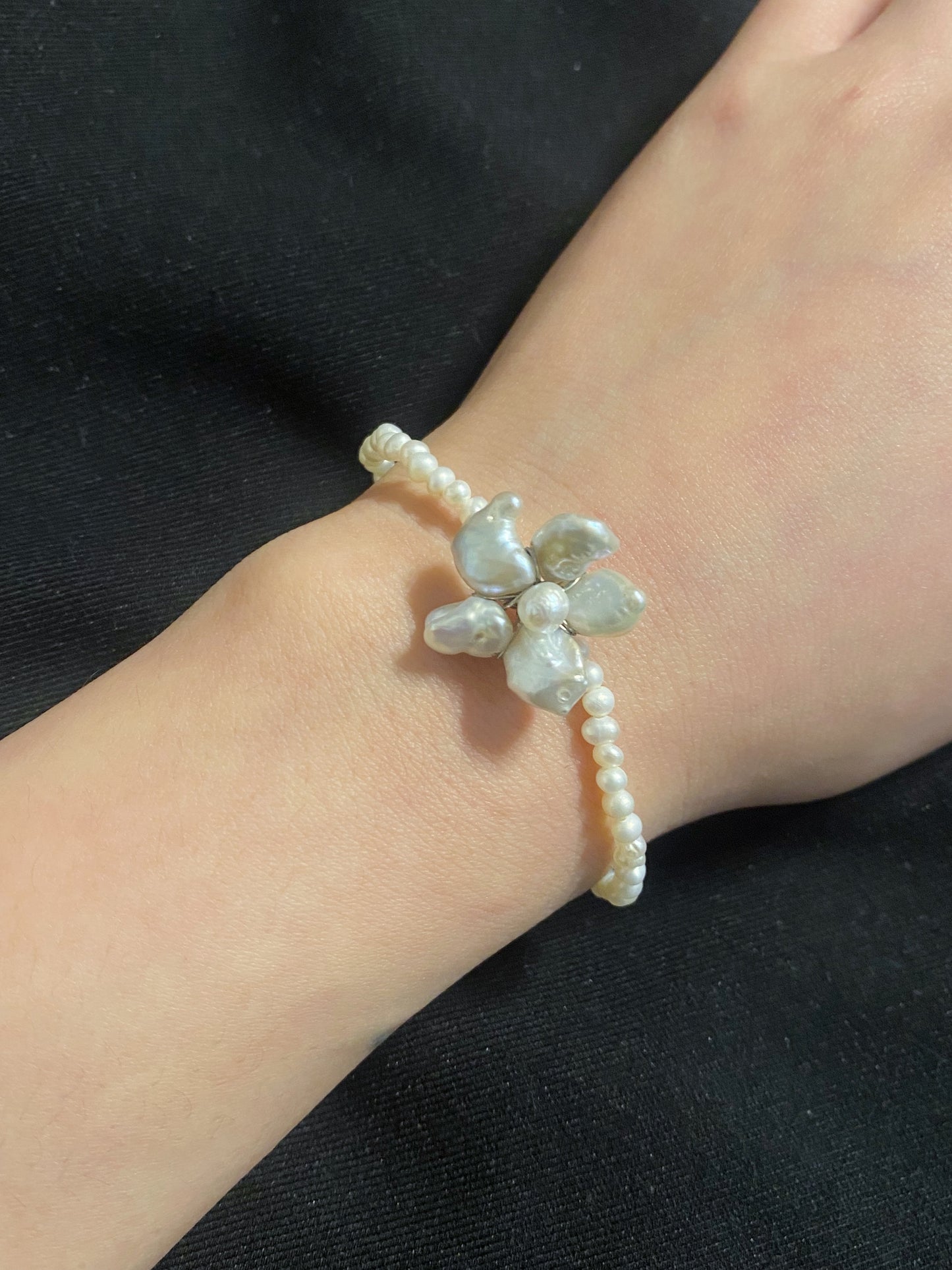 ✲SALE✲ Mini Keshi Pearl Flower Bracelet №28