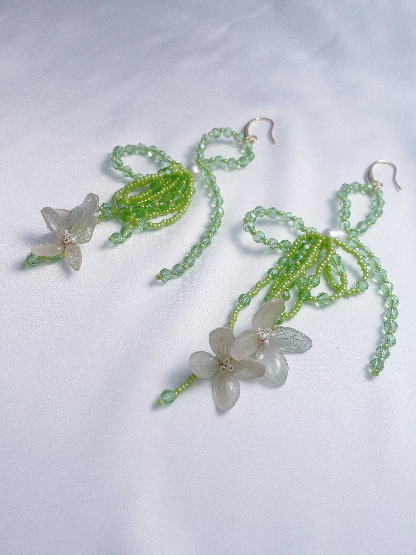 Crystal Hydrangeas Bow Earrings