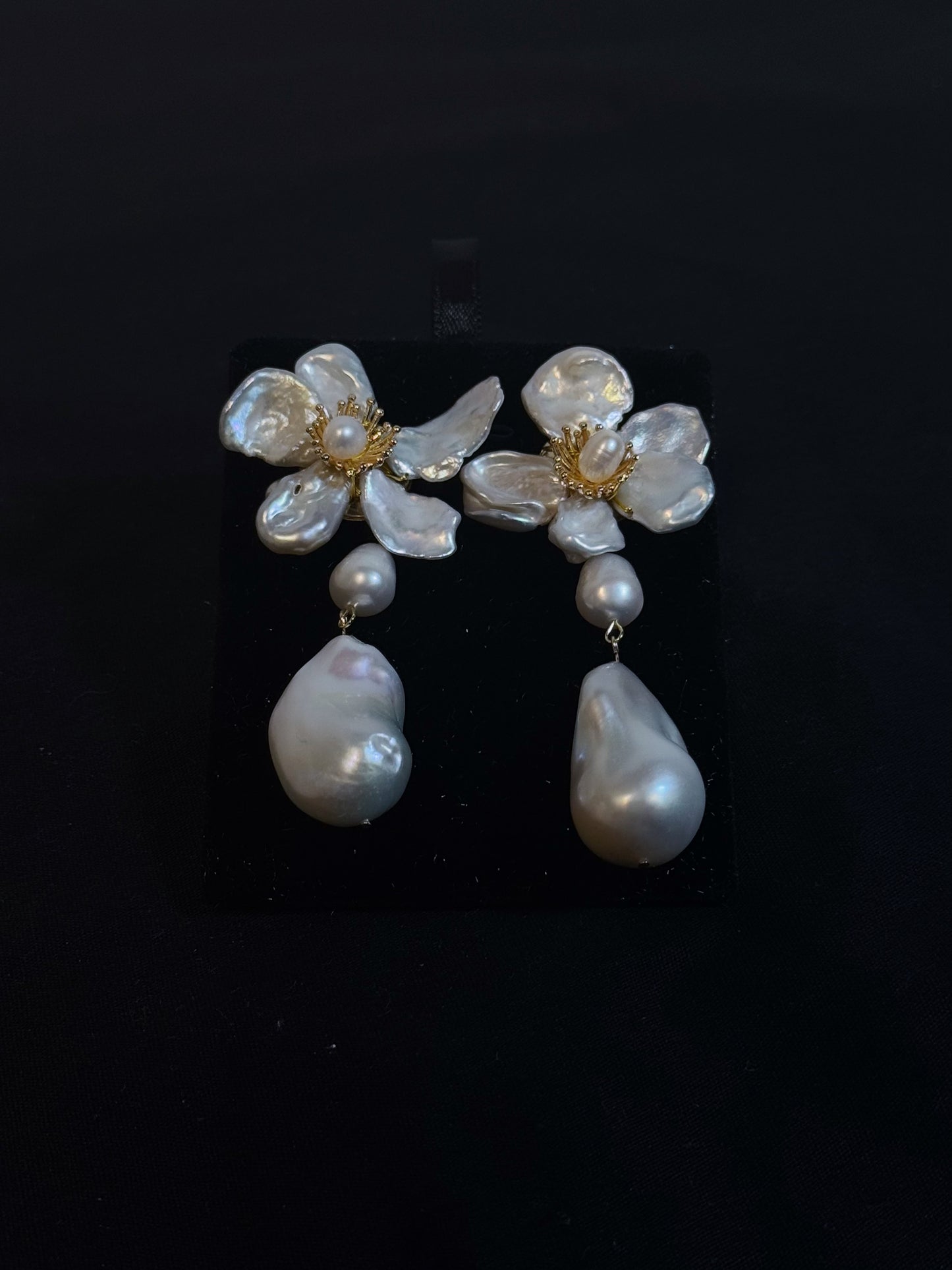 Baroque Keshi Pearl Flower Dangle Earrings №17