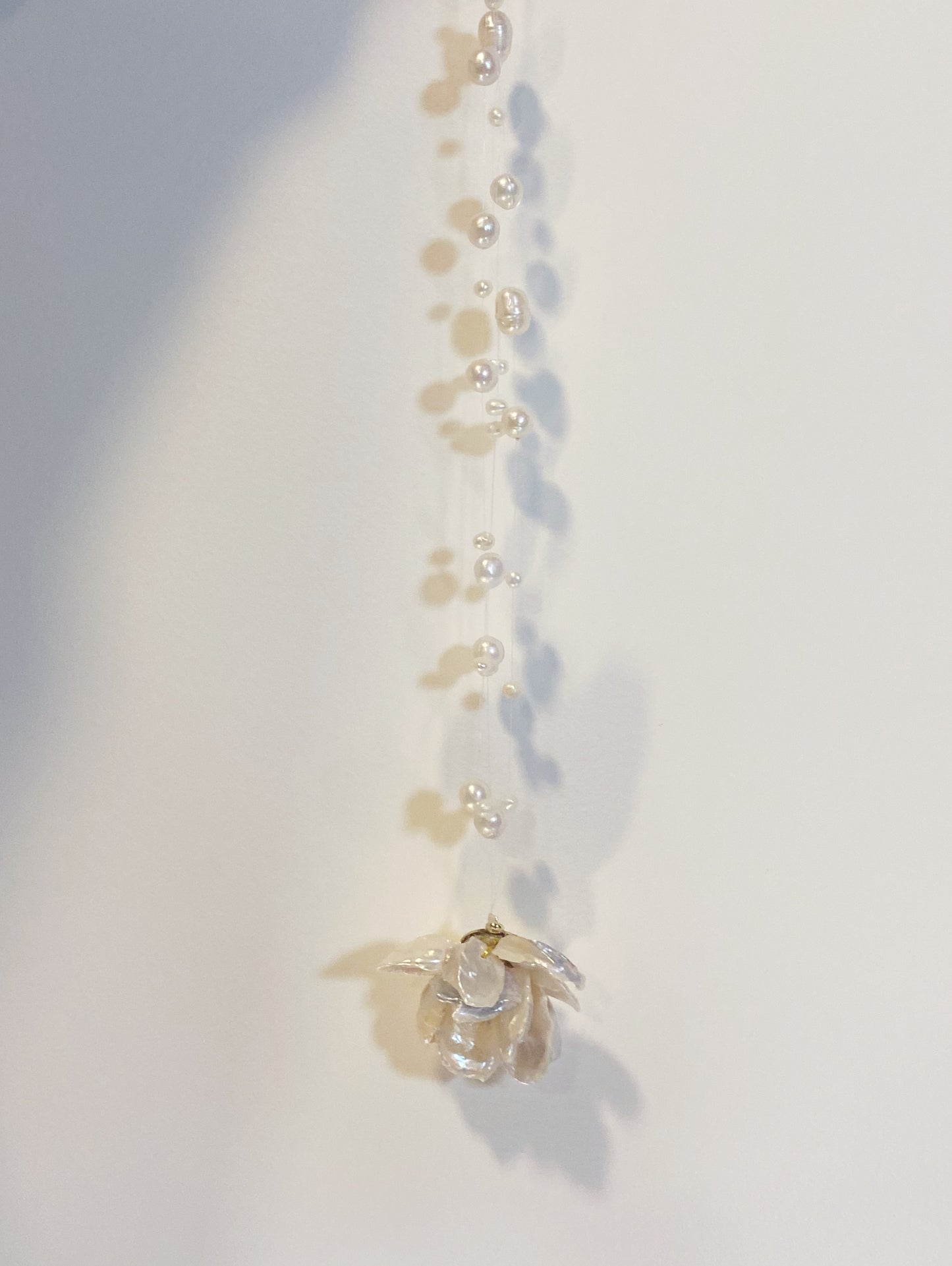 Floating Keshi Pearl Flower Illusion Necklace №22