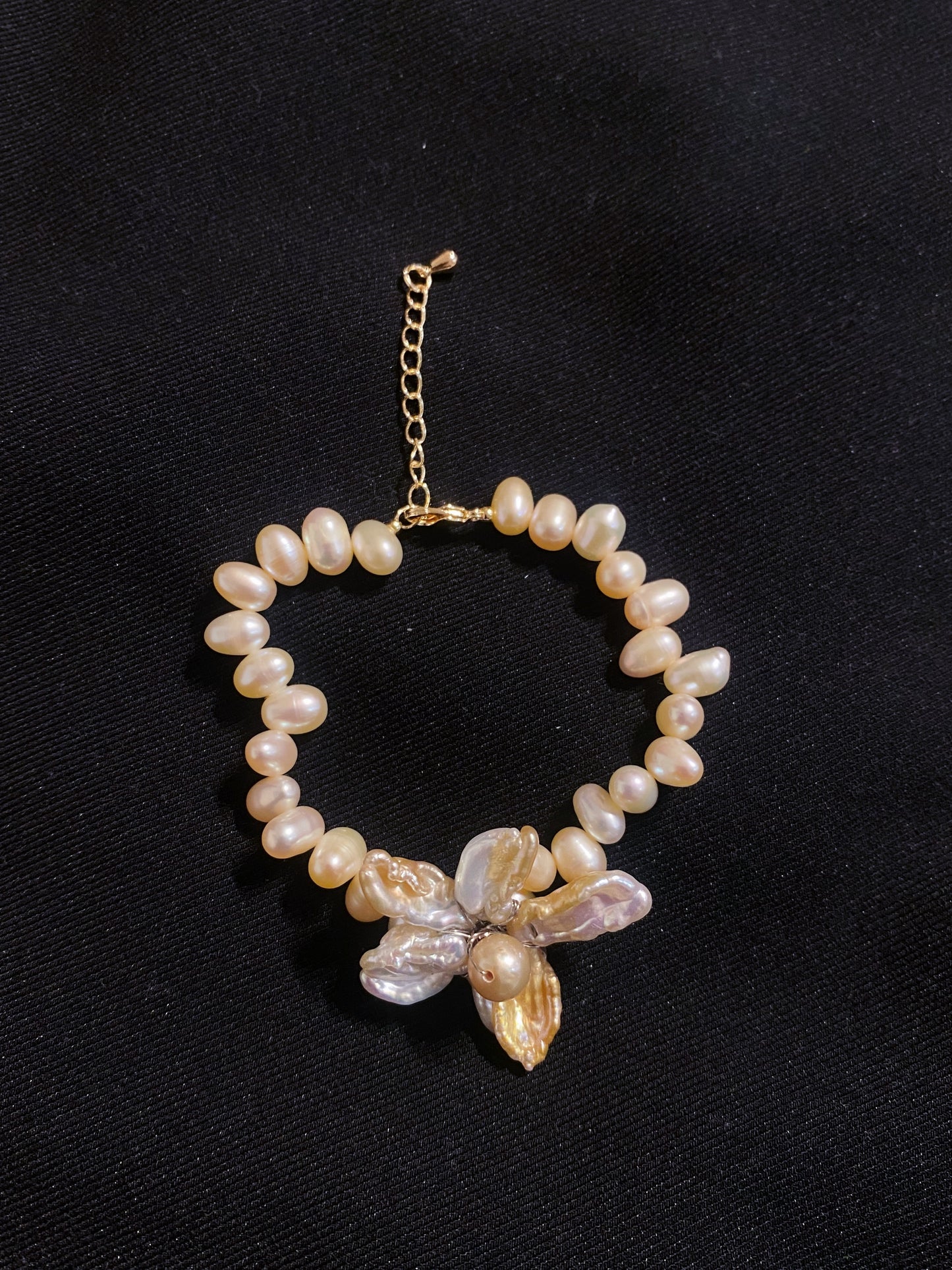 ✲SALE✲ Keshi Pearl Flower Irregular Pink Pearl Bracelet  №31