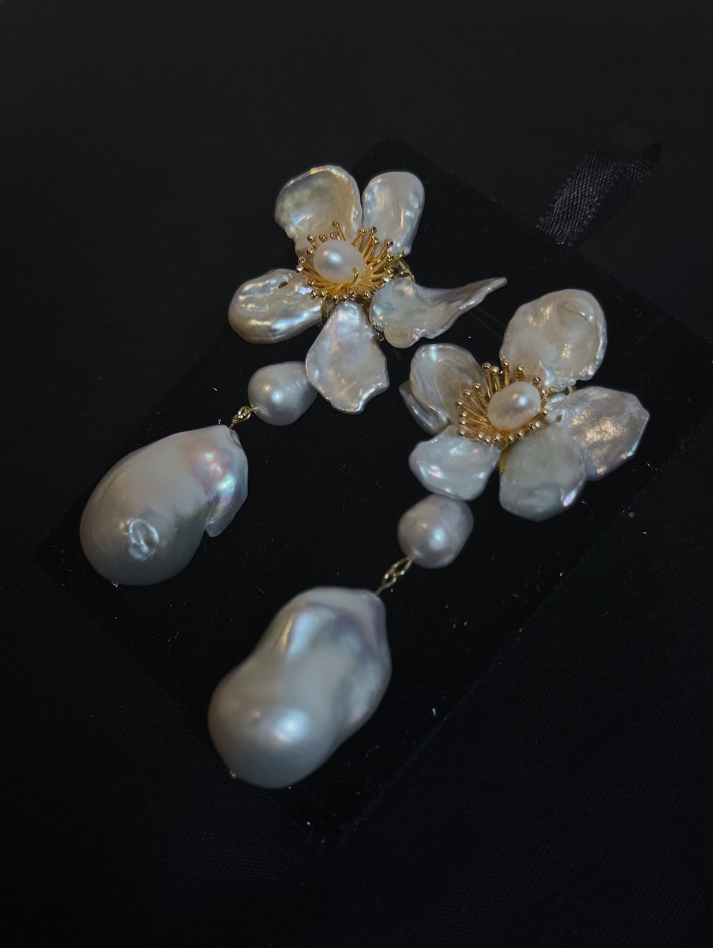 Baroque Keshi Pearl Flower Dangle Earrings №17