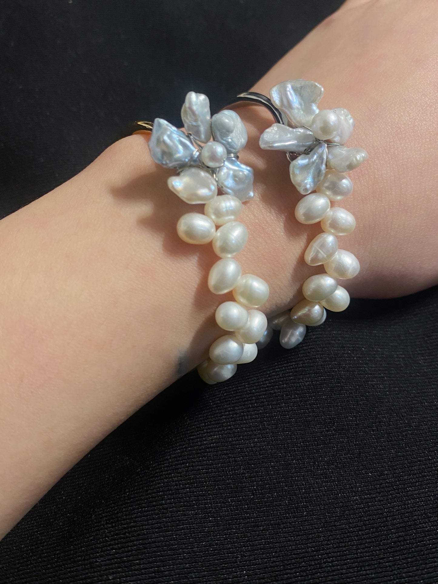 ✲SALE✲ Keshi Pearl Flower Rice Pearl Bangle №30