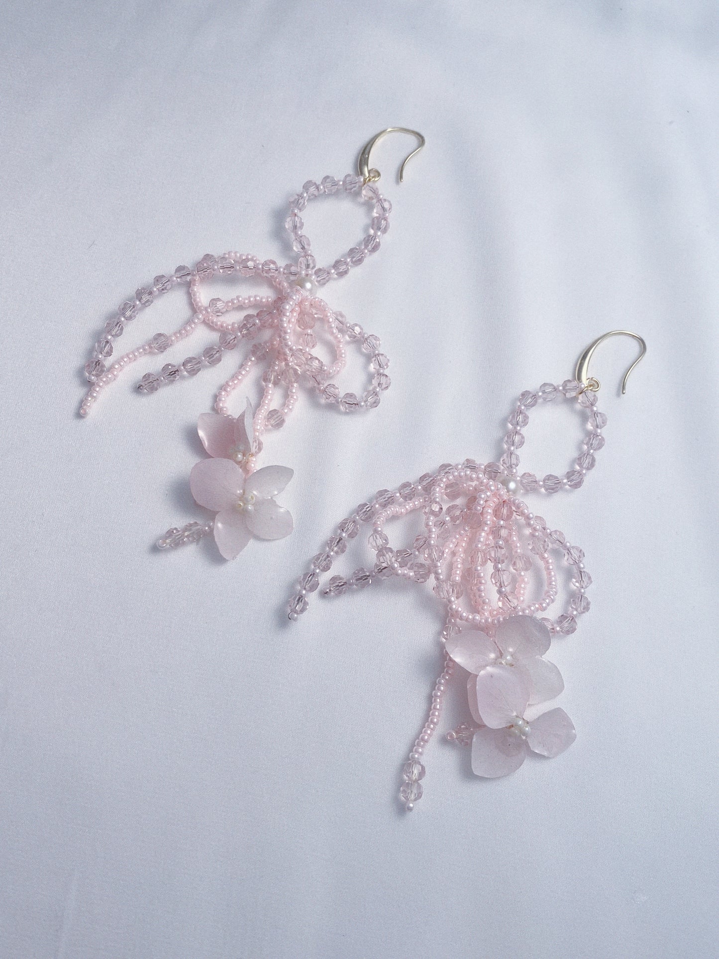 Crystal Hydrangeas Bow Earrings