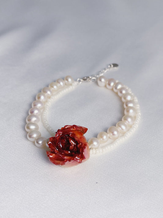 Rosebud Elegance Double Pearls Bracelet