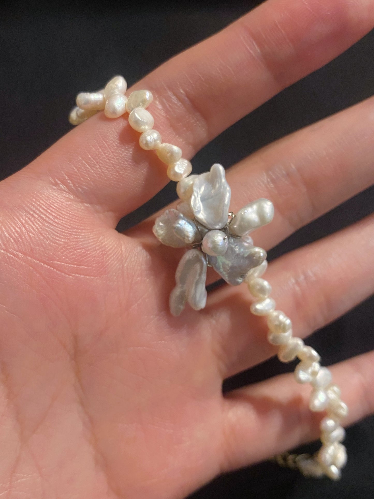 ✲SALE✲ Mini Keshi Pearl Flower side-drilled Irregular Bracelet №29