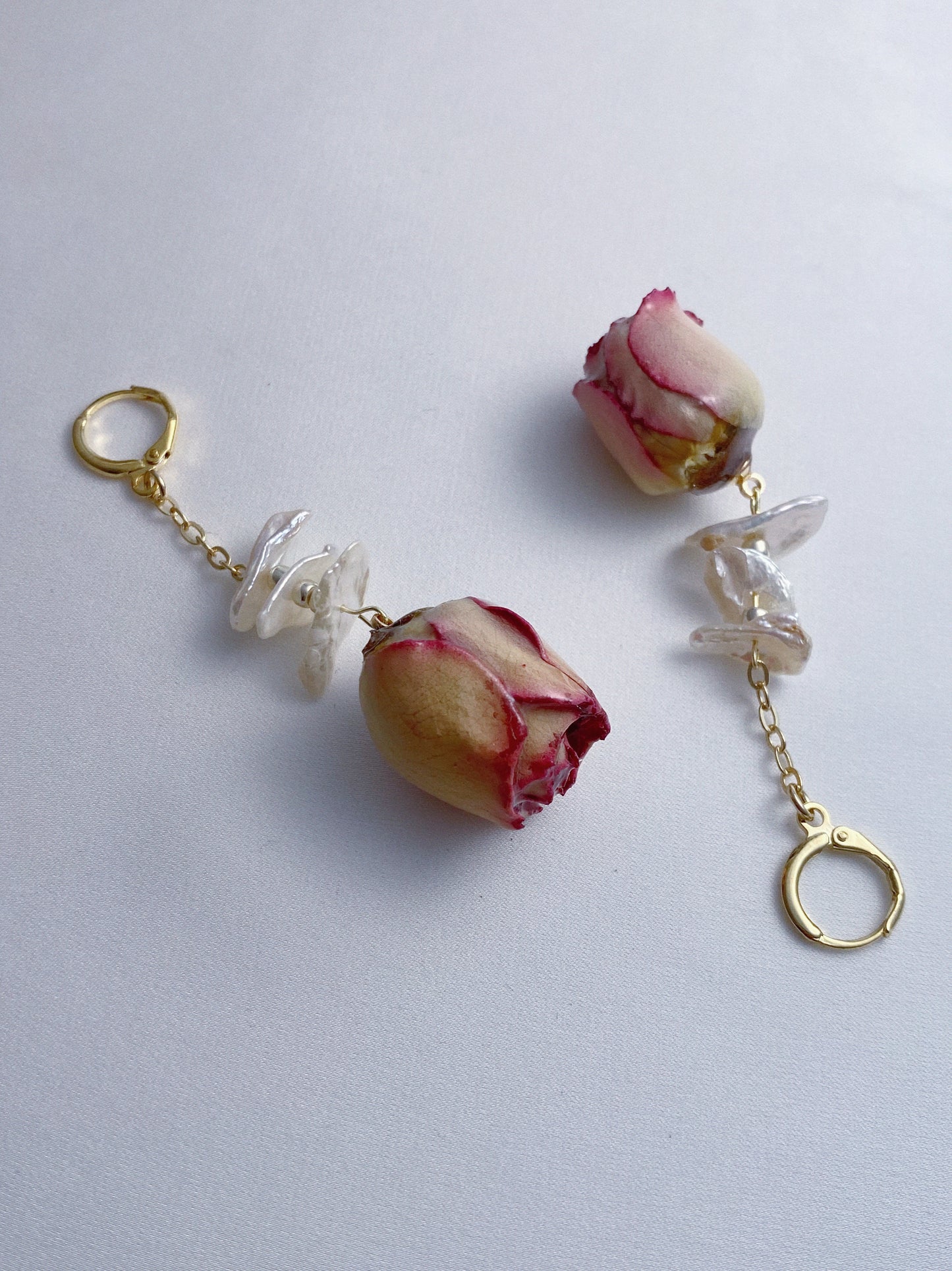 Rose Layered Pearls Drop Earrings