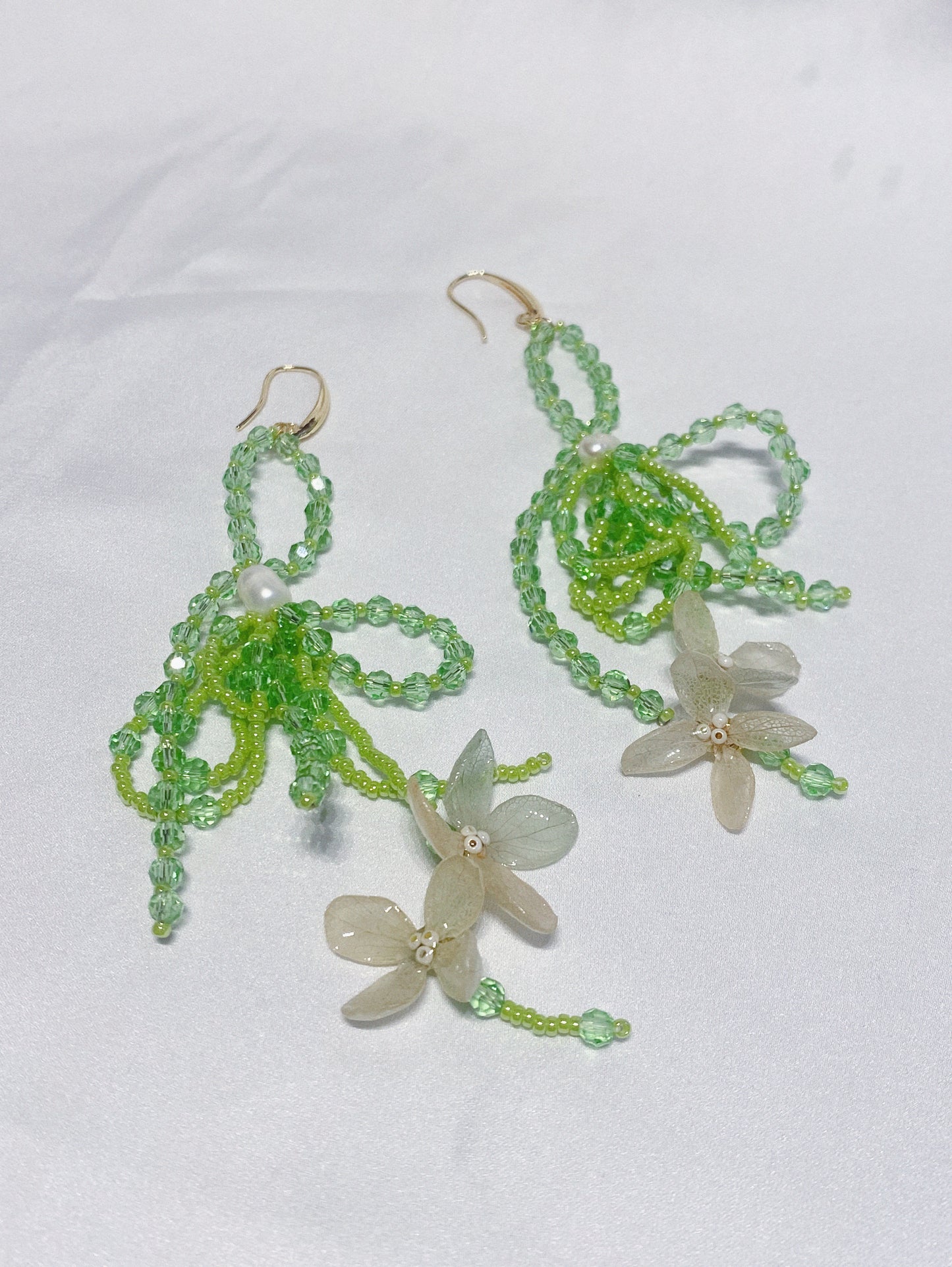 Crystal Hydrangeas Bow Earrings