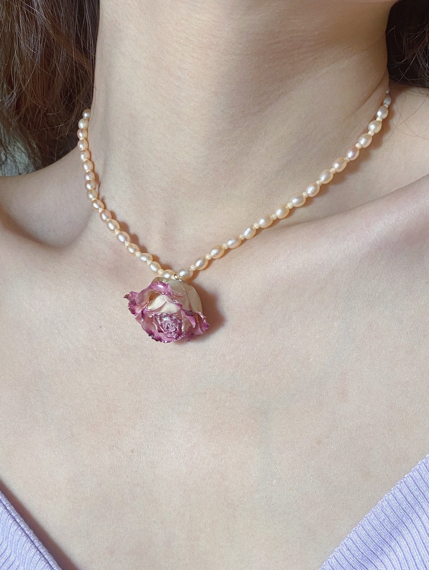 Romantic Blooming Rose Pearl Necklace