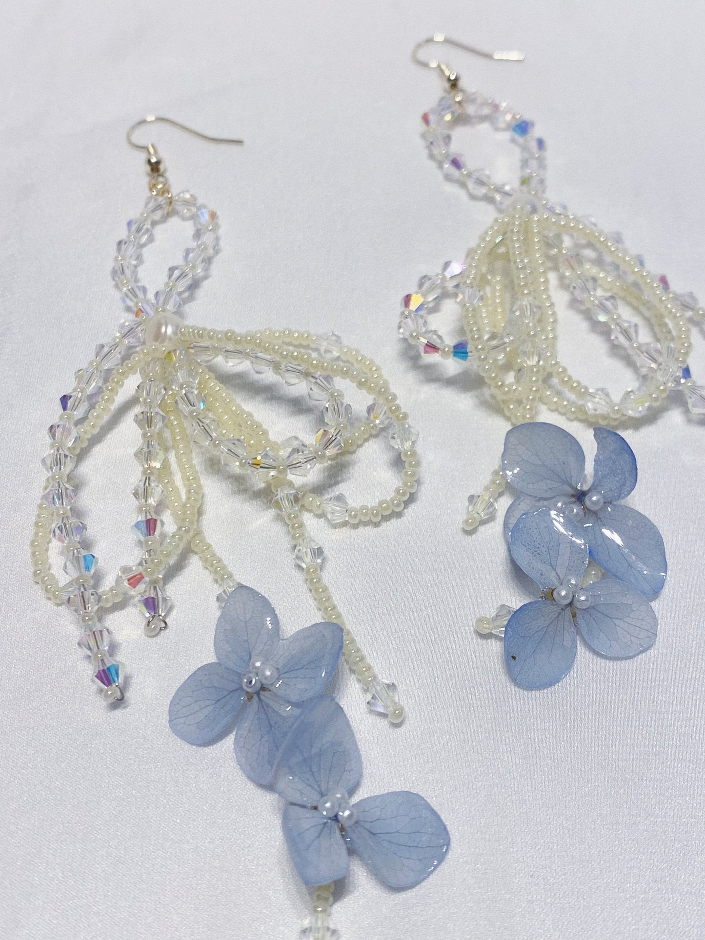 Crystal Hydrangeas Bow Earrings