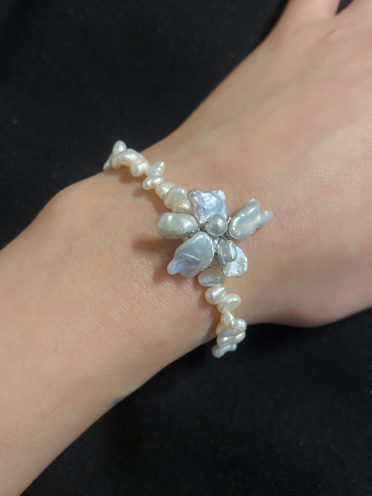 ✲SALE✲ Mini Keshi Pearl Flower side-drilled Irregular Bracelet №29