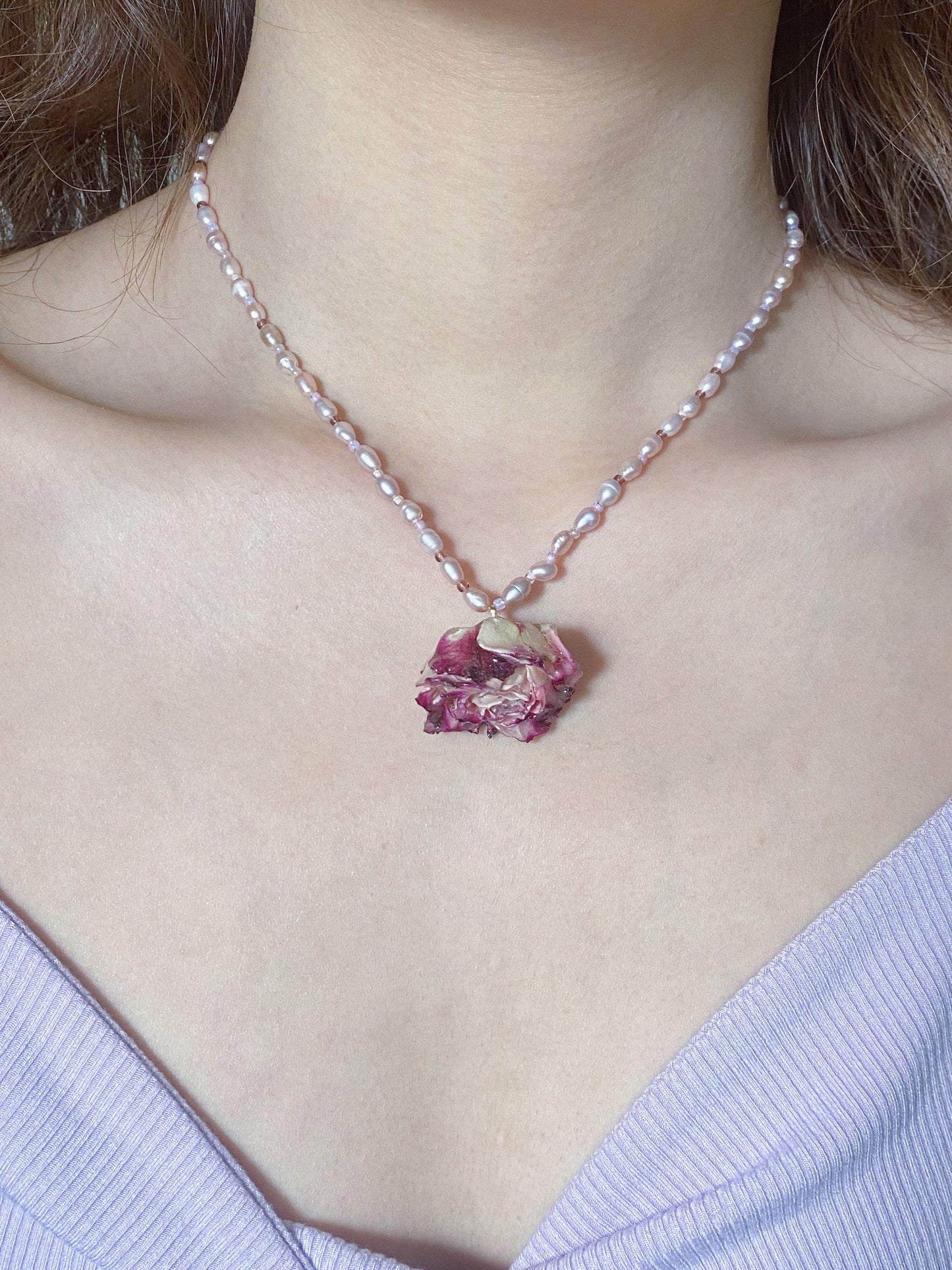 Romantic Blooming Rose Pearl Necklace