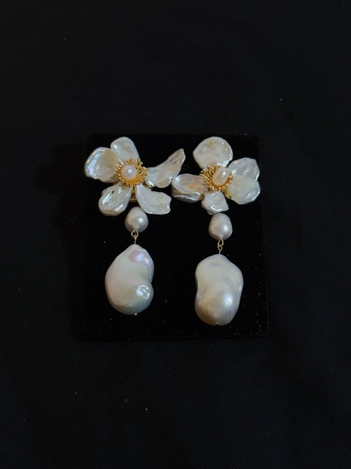 Baroque Keshi Pearl Flower Dangle Earrings №17