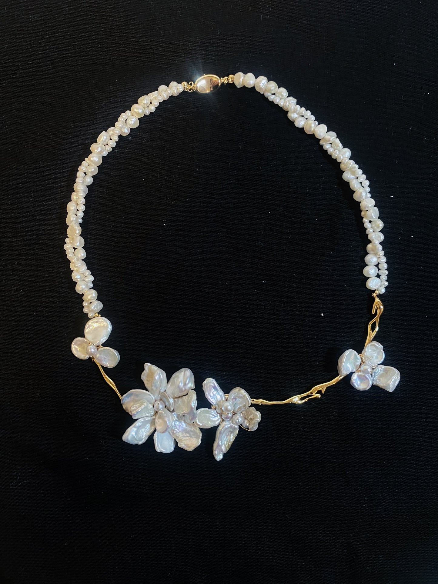 Blooming Keshi Pearl Flower Necklace №21