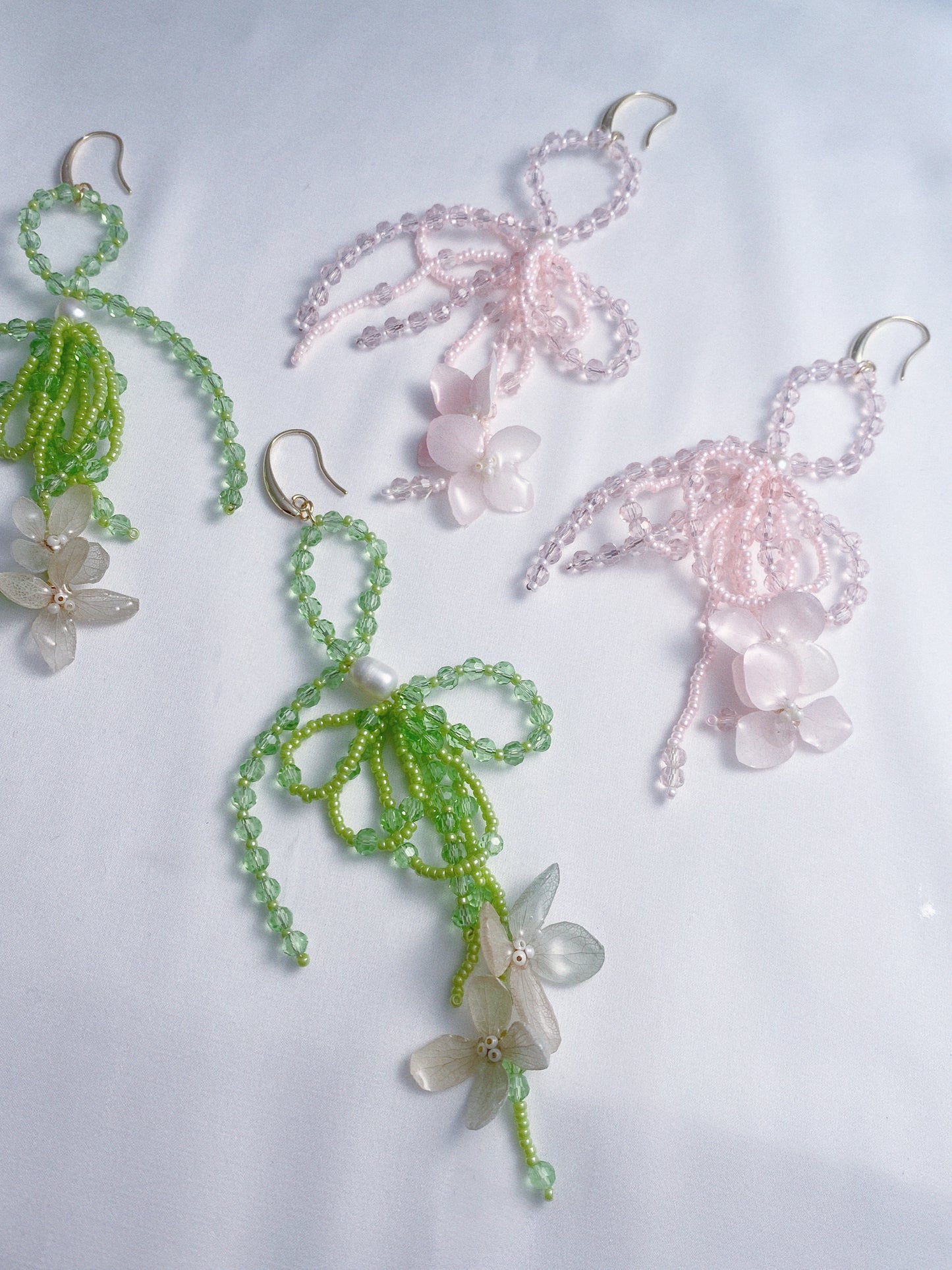 Crystal Hydrangeas Bow Earrings