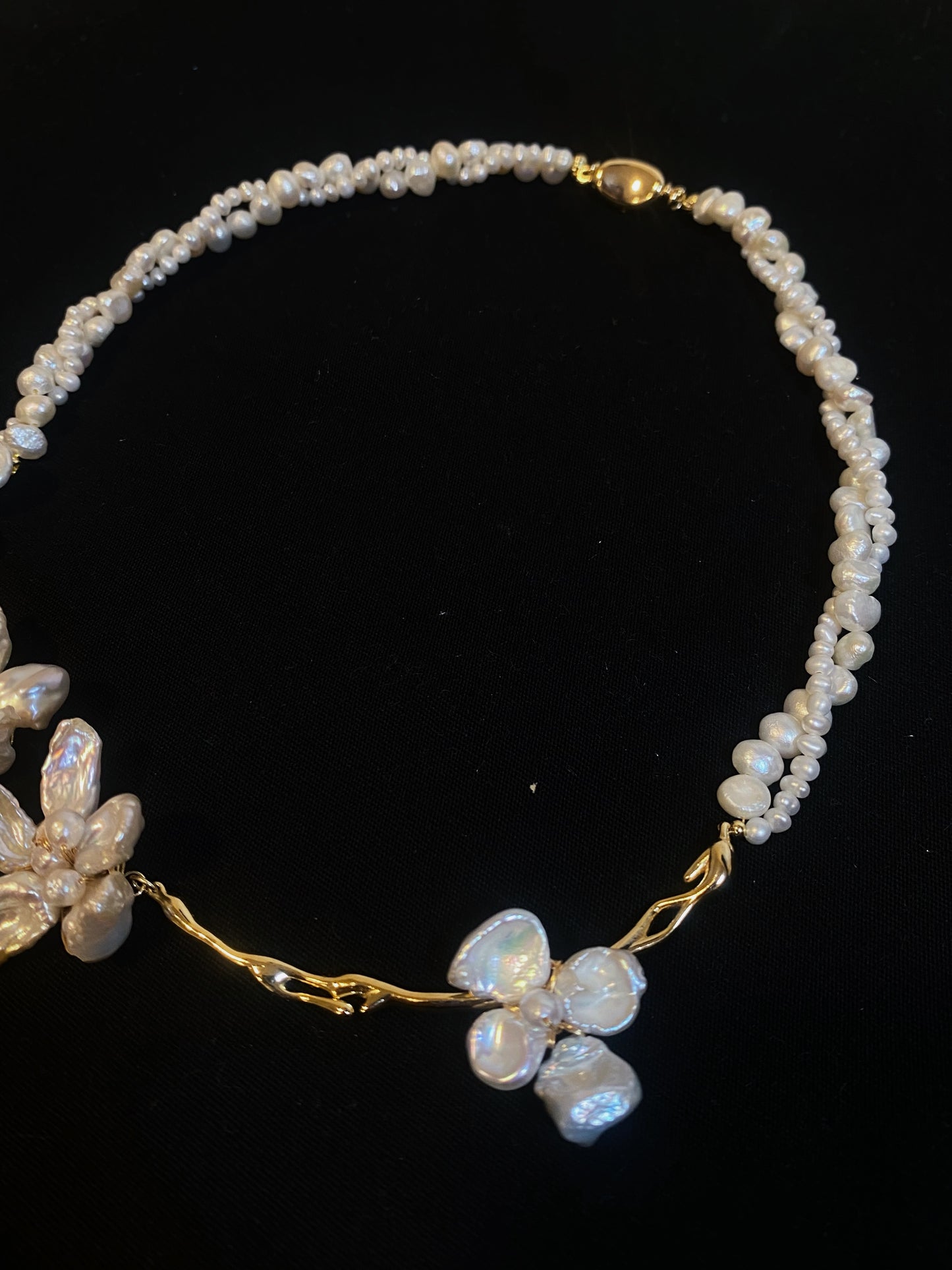 Blooming Keshi Pearl Flower Necklace №21