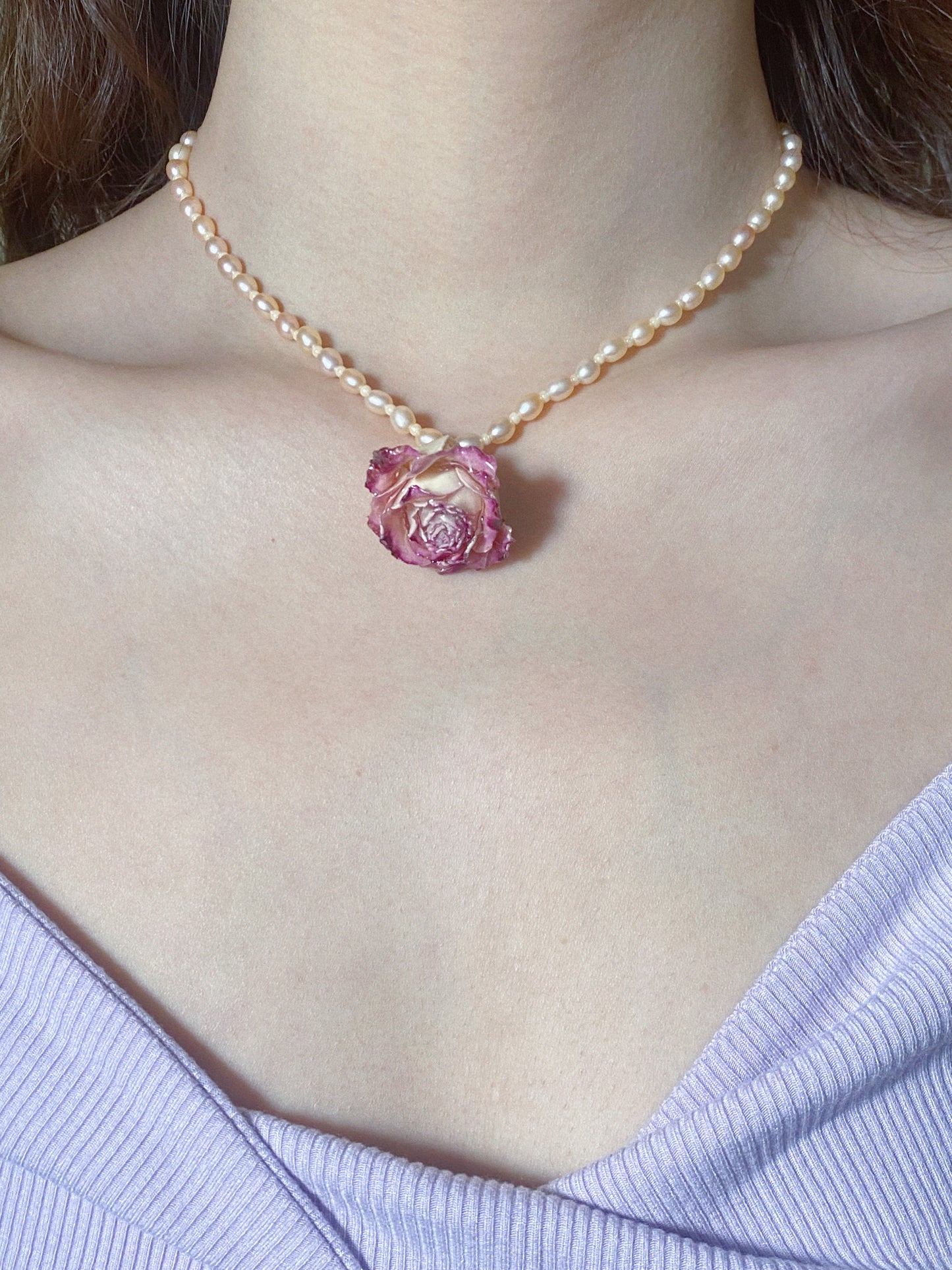 Romantic Blooming Rose Pearl Necklace