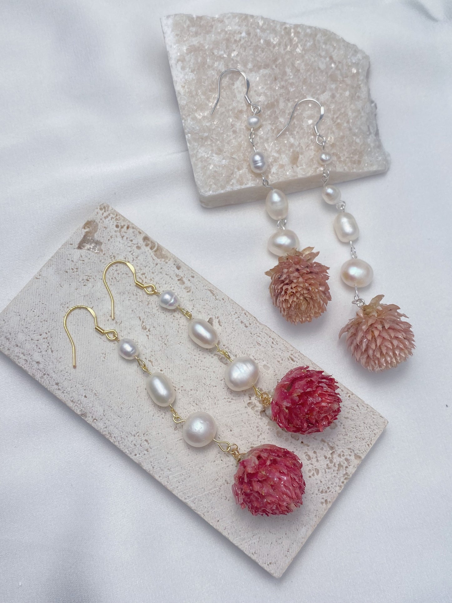 Button Bloom Elegance Pearls Dangle