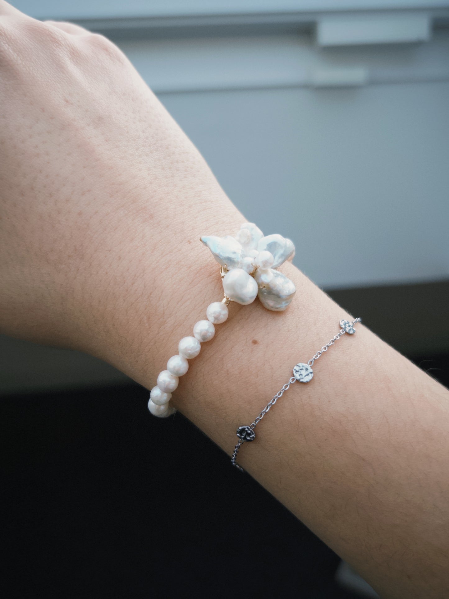 Classic Keshi Pearl Flower Bracelet №12