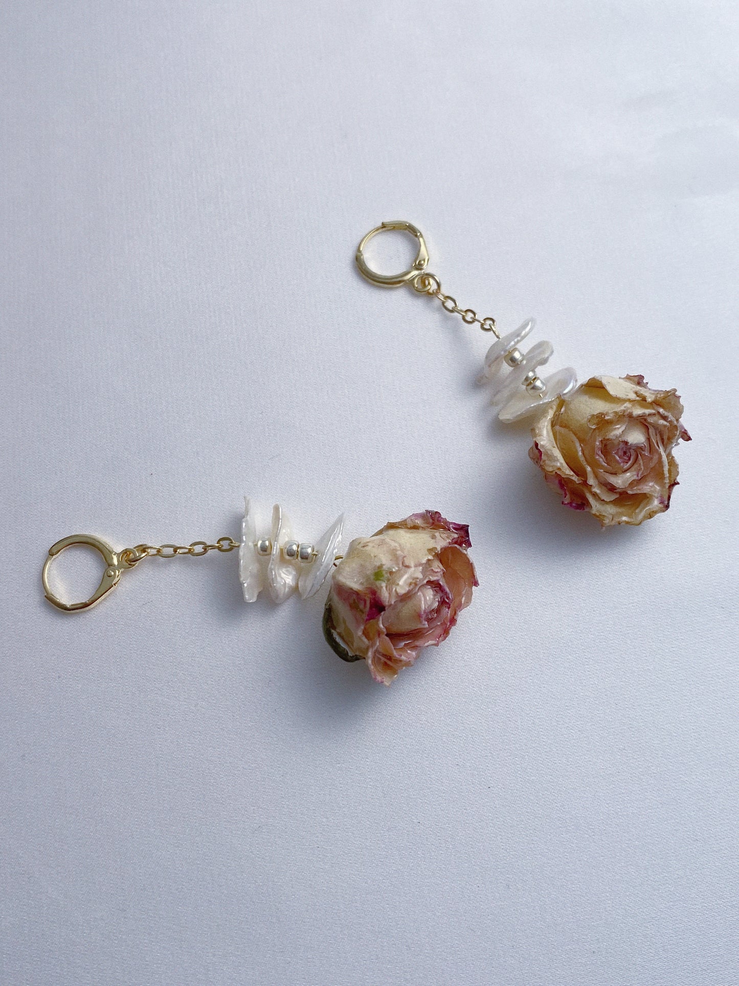 Rose Layered Pearls Drop Earrings