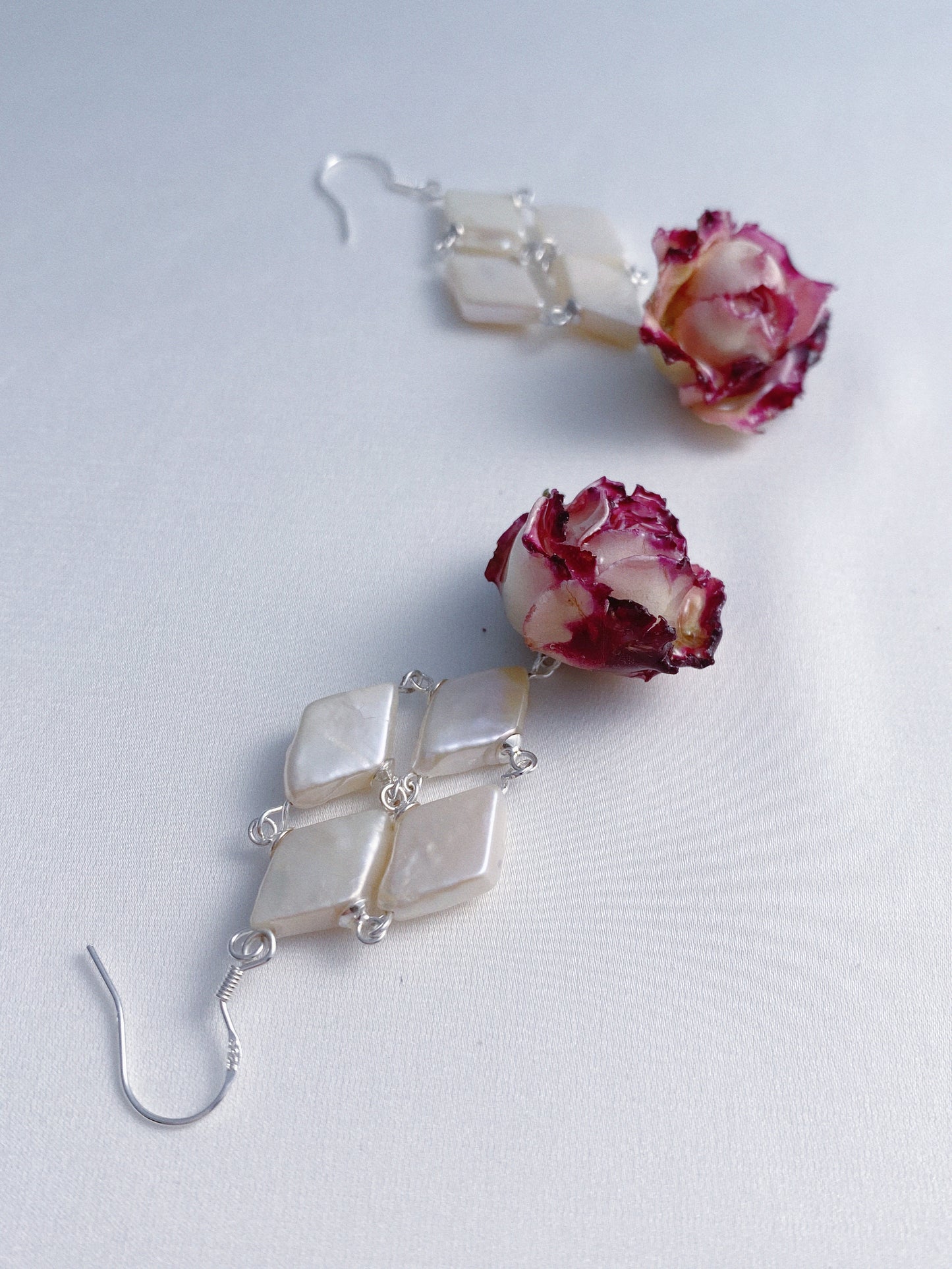 Diamond Baroque Pearl Bloom Rose Earrings