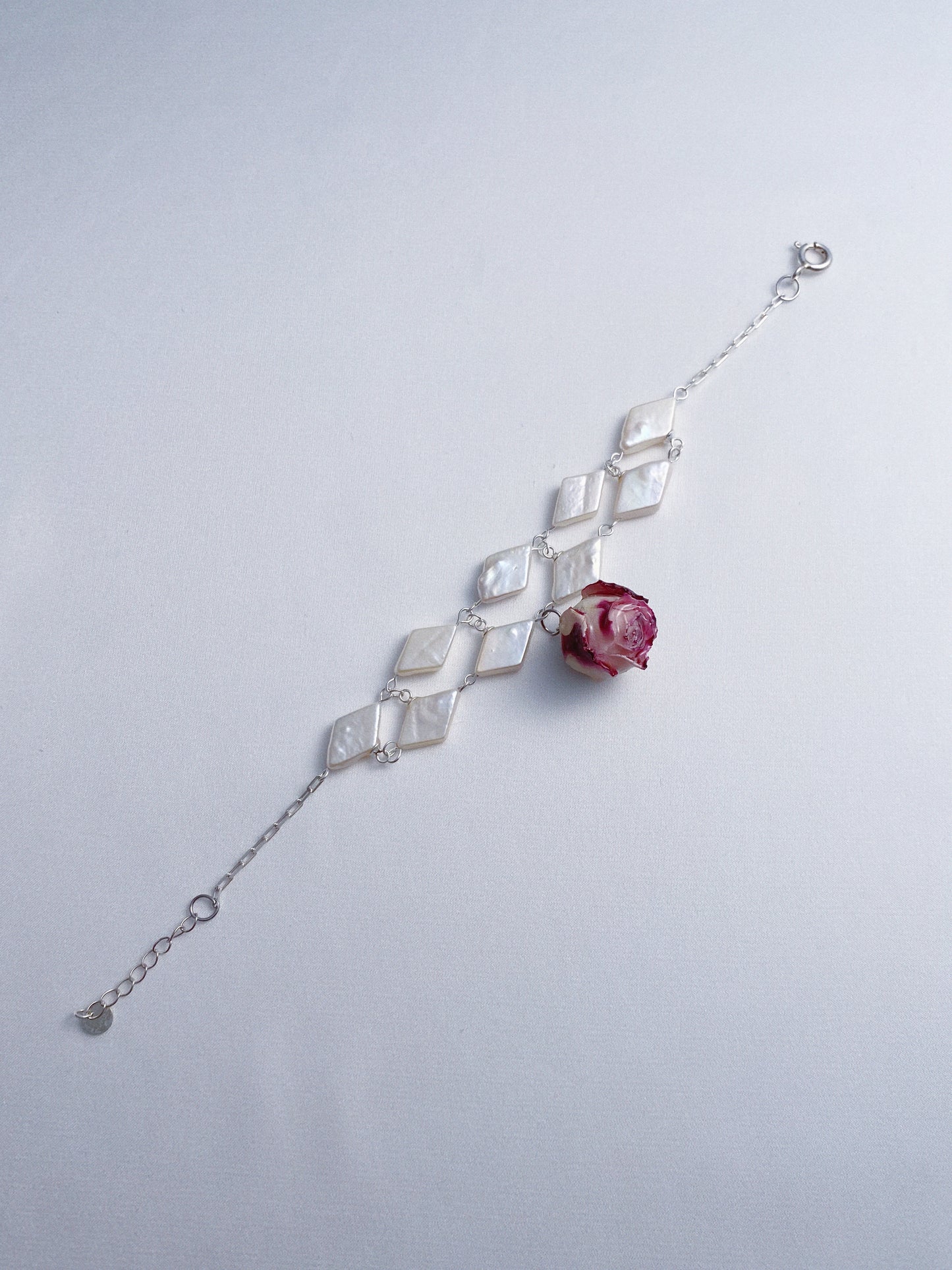 Diamond Baroque Pearl Bloom Rose Bracelet