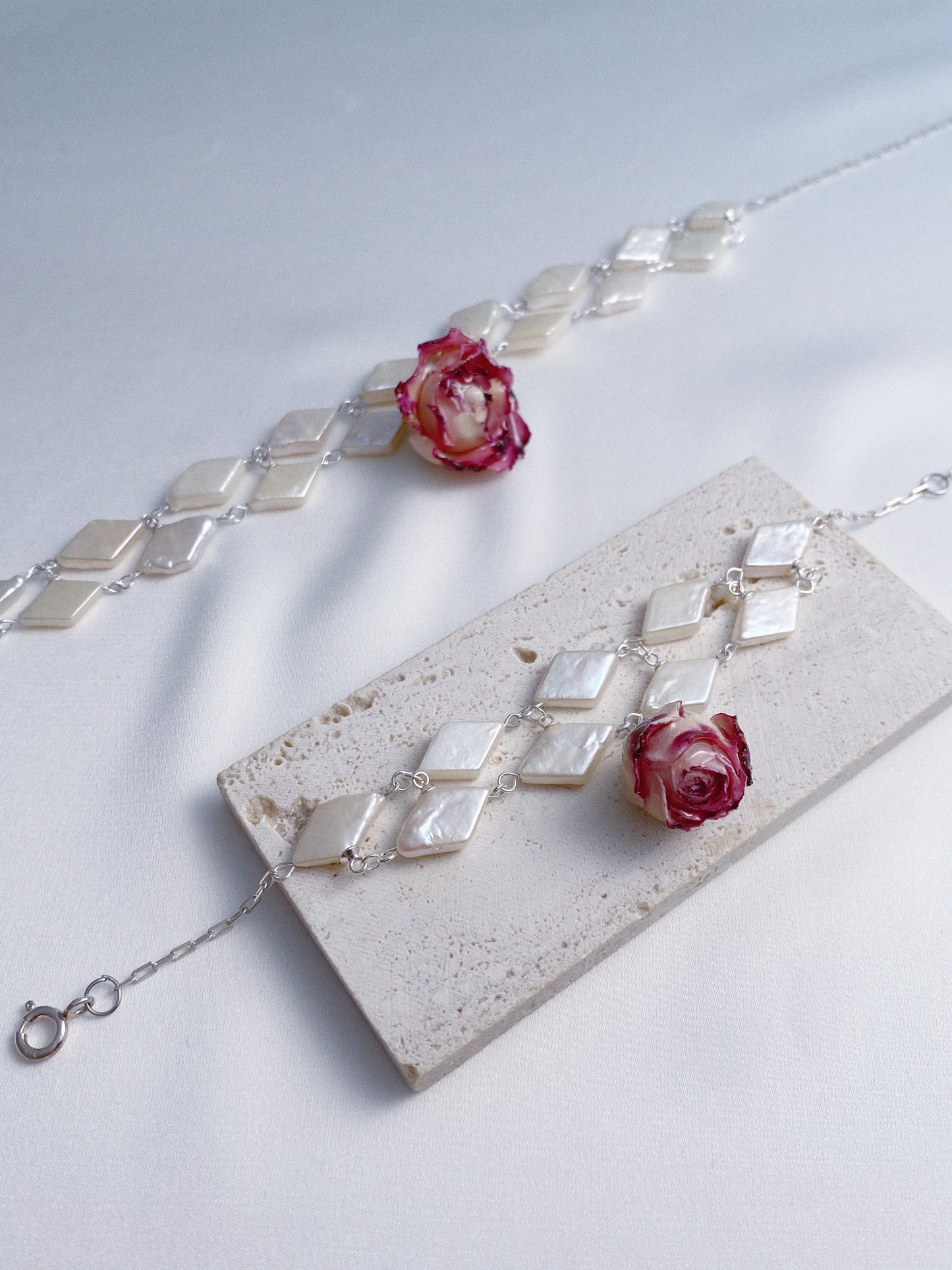 Diamond Baroque Pearl Bloom Rose Necklace