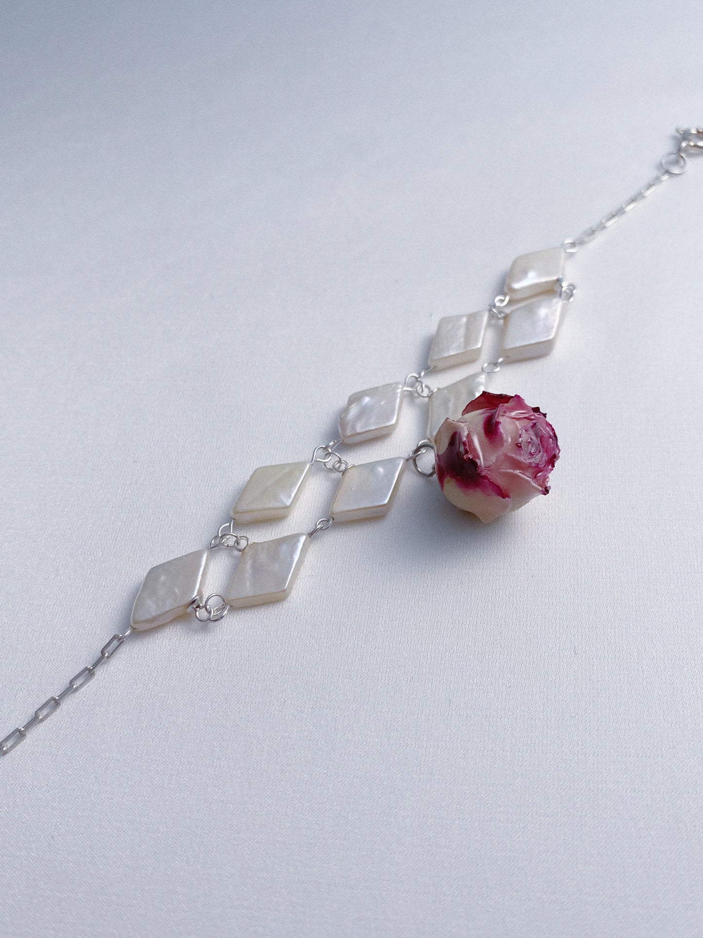 Diamond Baroque Pearl Bloom Rose Bracelet