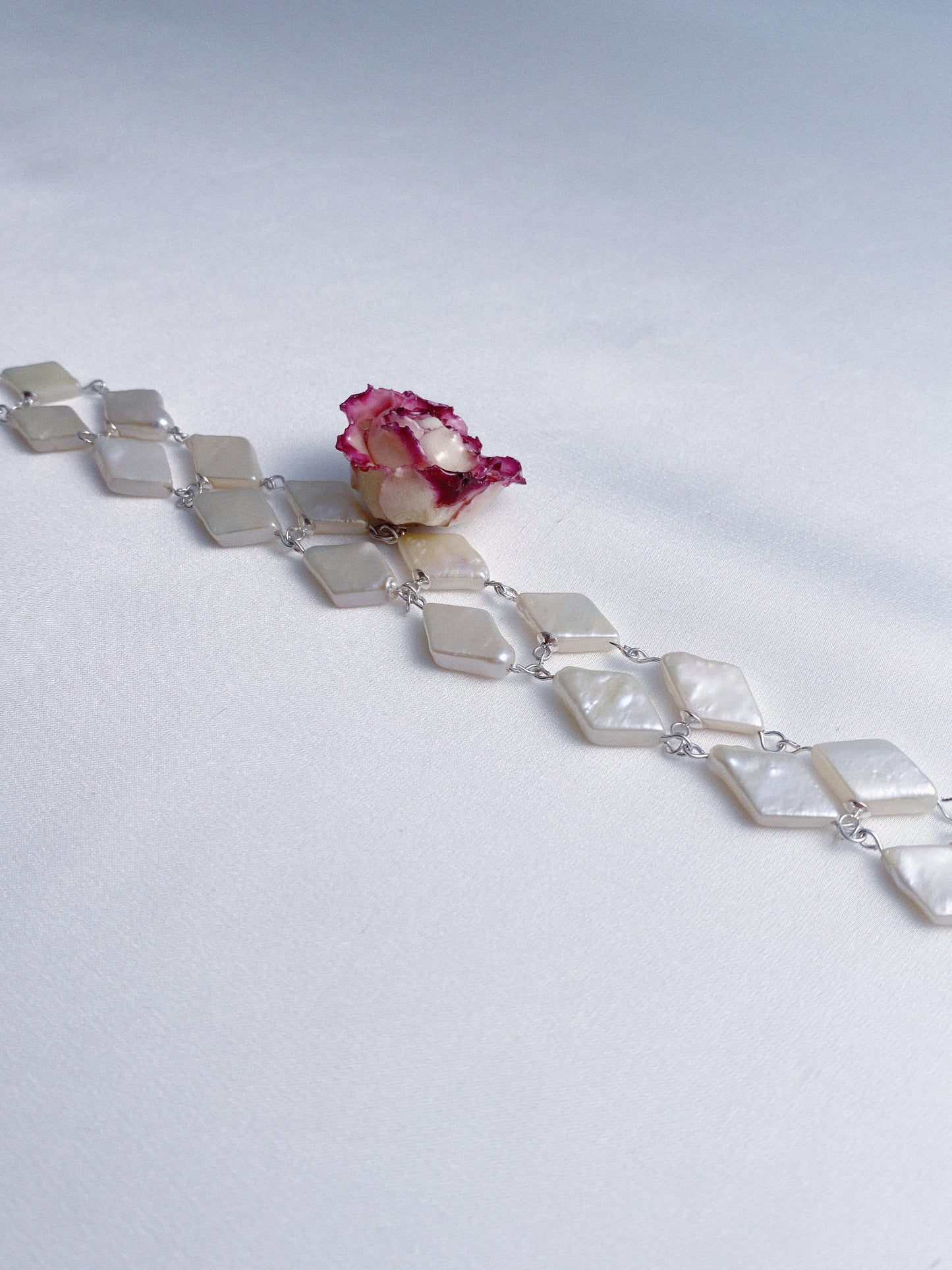 Diamond Baroque Pearl Bloom Rose Necklace