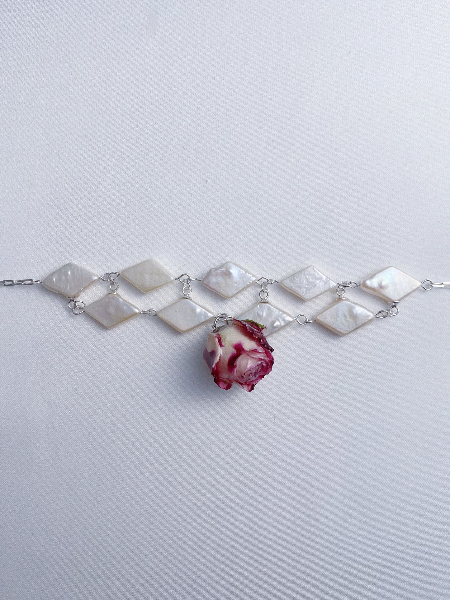 Diamond Baroque Pearl Bloom Rose Bracelet