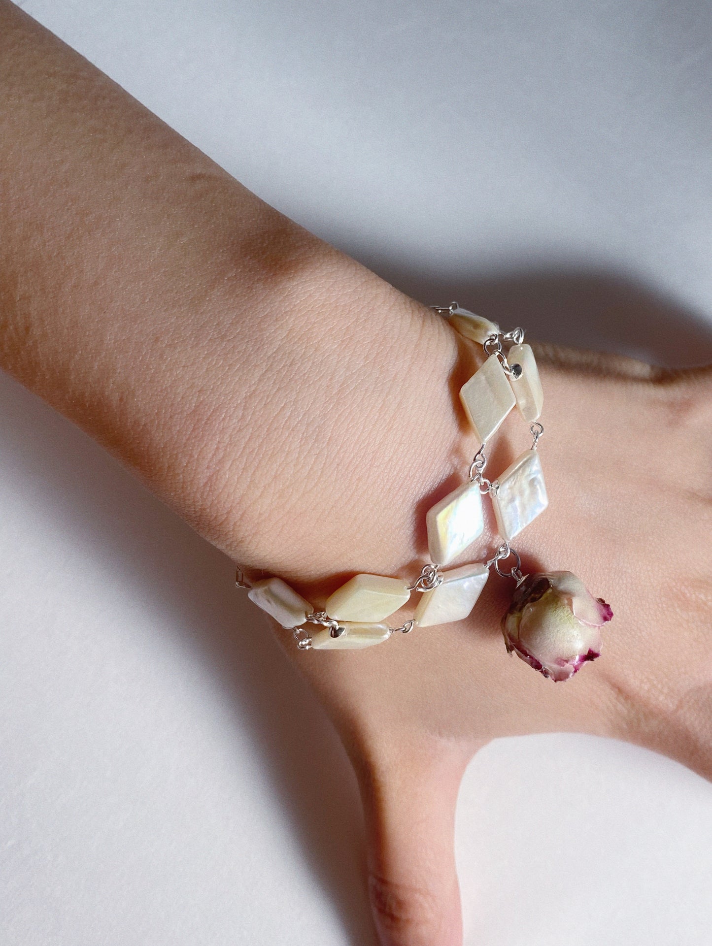 Diamond Baroque Pearl Bloom Rose Bracelet