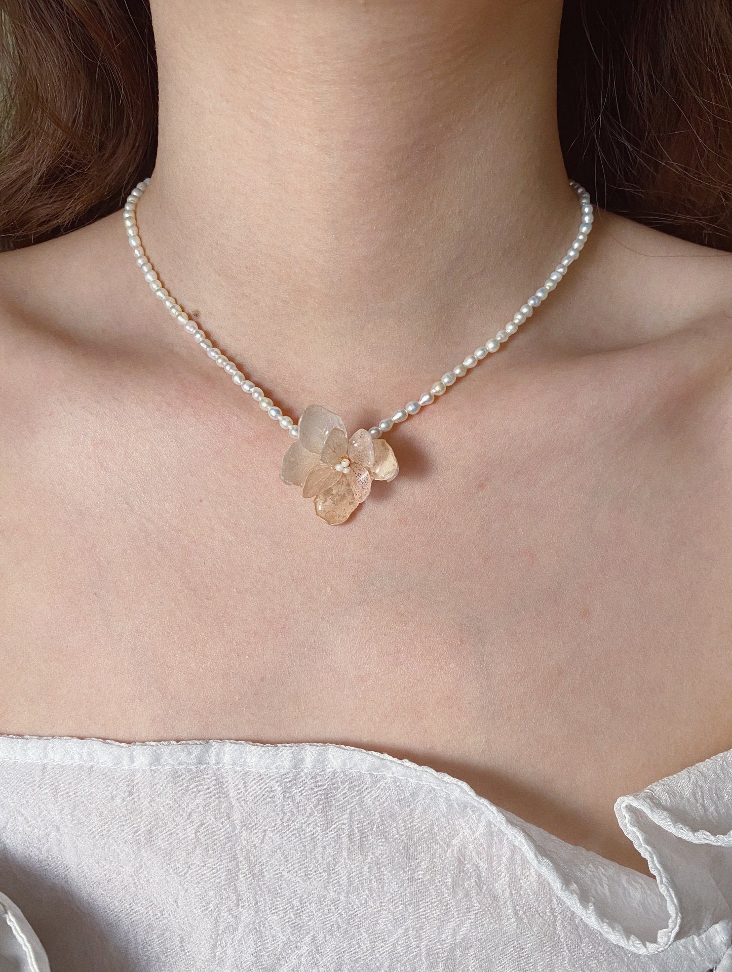 Hydrangea Seed Pearl Necklace