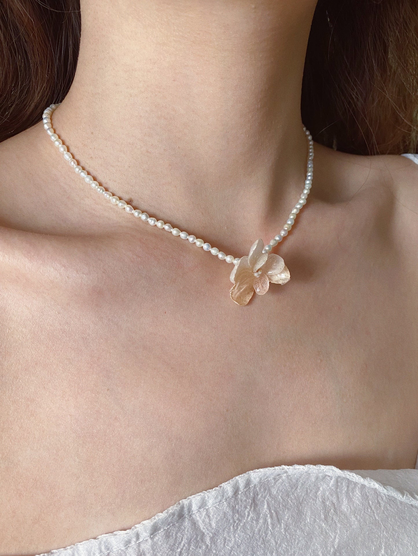 Hydrangea Seed Pearl Necklace