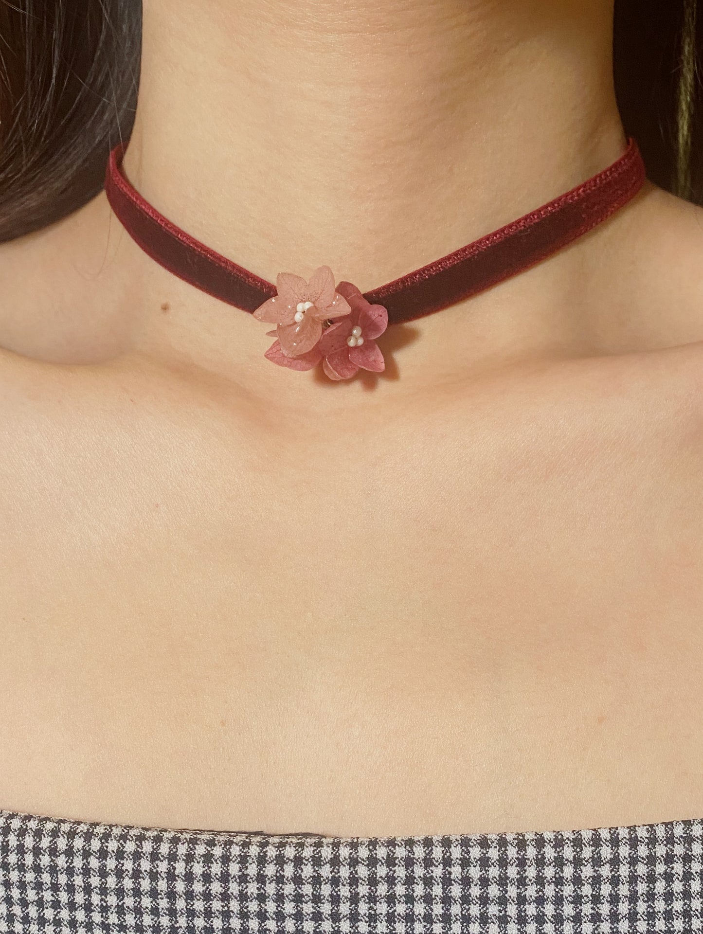 Burgundy Hydrangeas Ball Choker