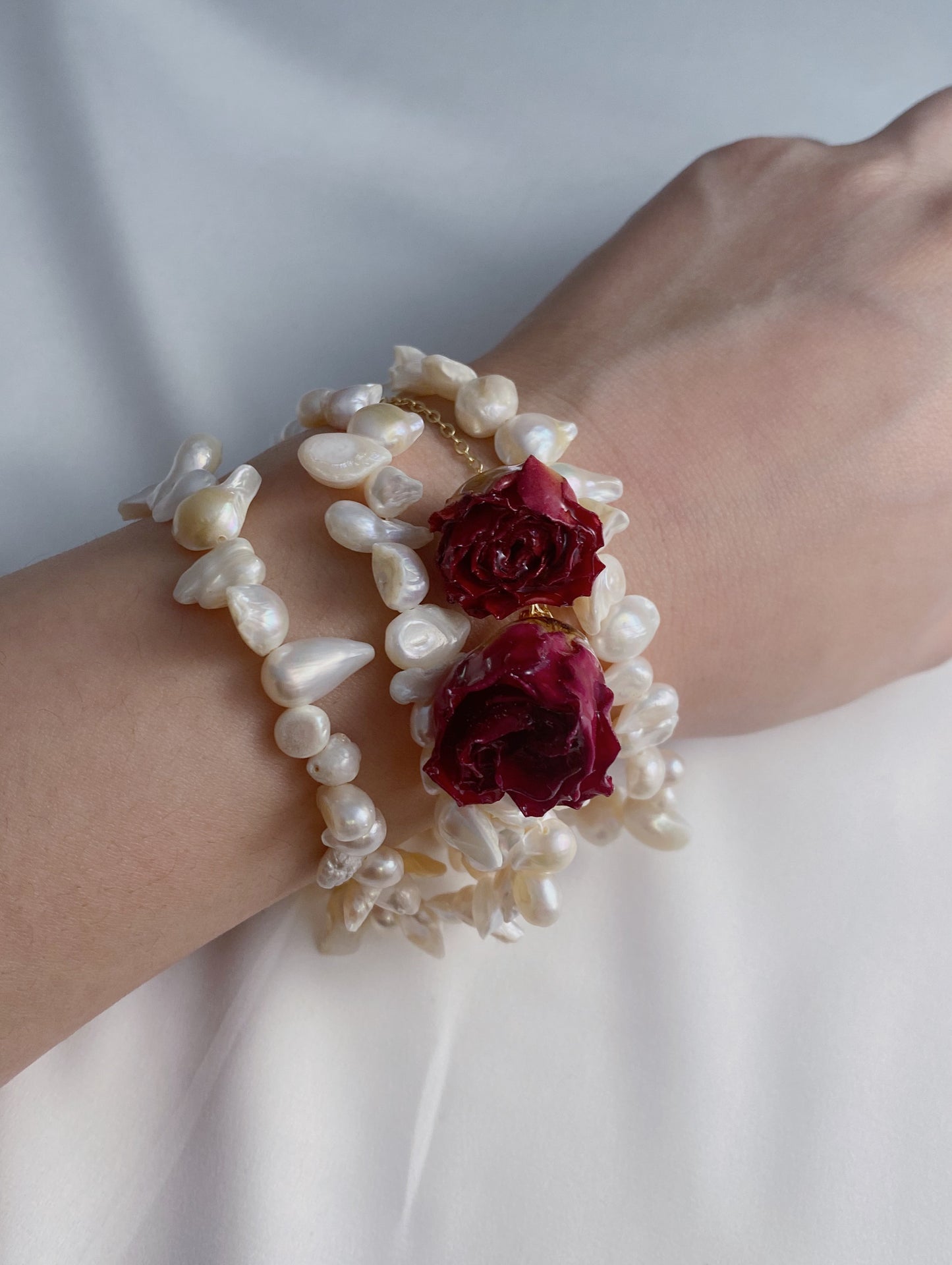 Eternal Rose Garden Baroque Pearl Necklace and Bracelet