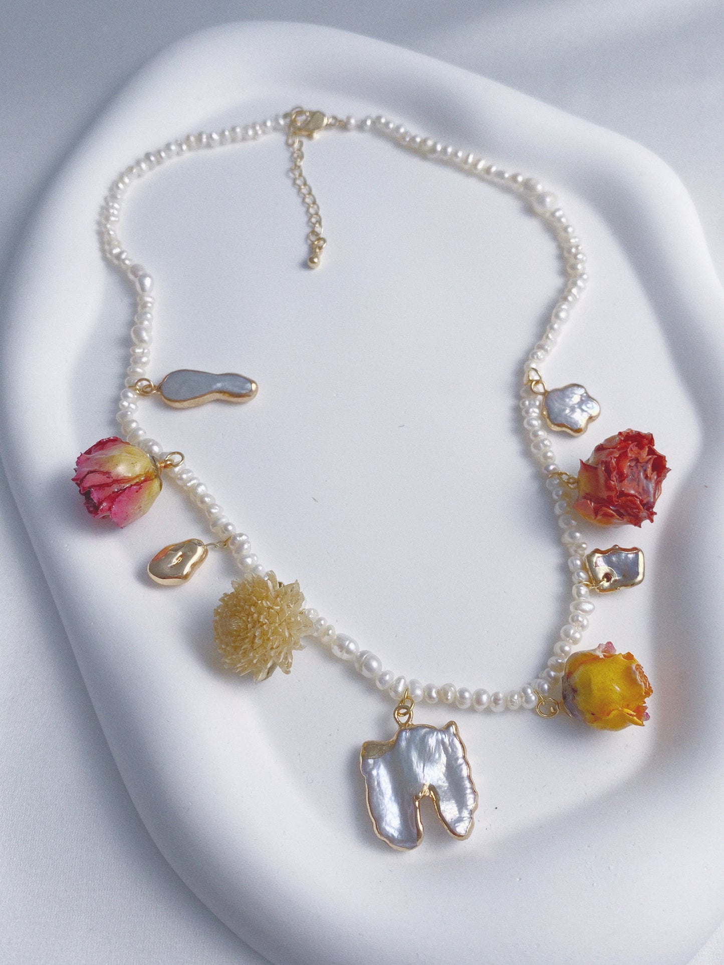 Freshwater Pearl Floral Garden Necklace